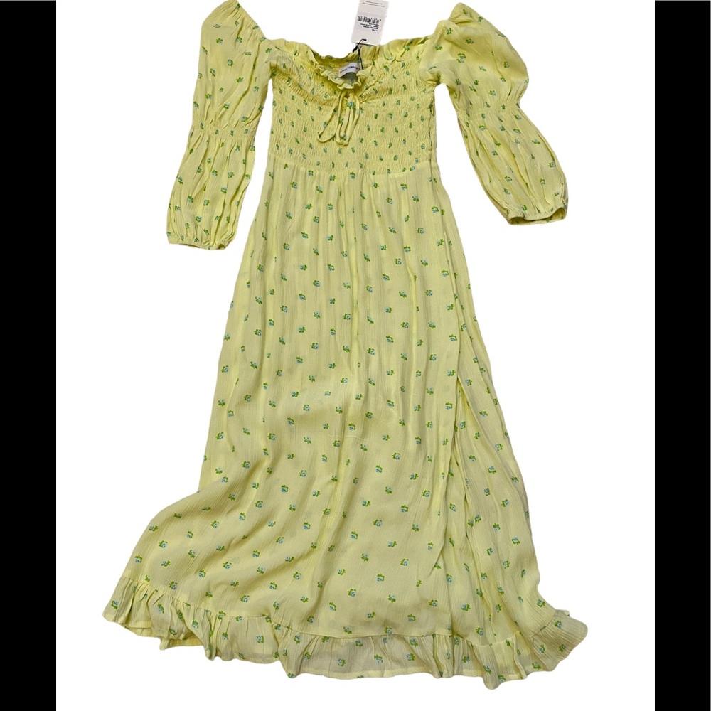 Faithfull the Brand Yellow Floral Midi Dress